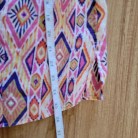 Chicos Top Shirt Womens Large Pink Linen Southwest Button Front Casual Career - Picture 10 of 16